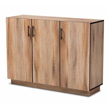 BAXTON STUDIO Patton Modern and Contemporary Natural Oak Finished Wood 3-Door Dining Room Sideboard Buffet 179-11217-Zoro